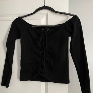 off the shoulder tie up top